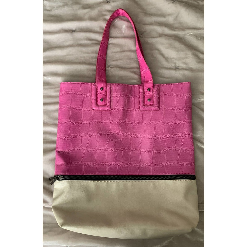 Vintage BCBGeneration Pink and Tan Color Block Large Tote Pre-owned